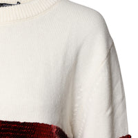 Dolce & Gabbana White Sequined Crew Neck Pullover Sweater