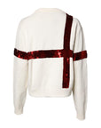 Dolce & Gabbana White Sequined Crew Neck Pullover Sweater