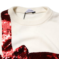Dolce & Gabbana White Sequined Crew Neck Pullover Sweater