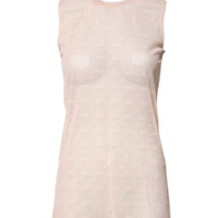 Dolce & Gabbana Beige Nylon Logo Monogram Sleeveless Tank Top