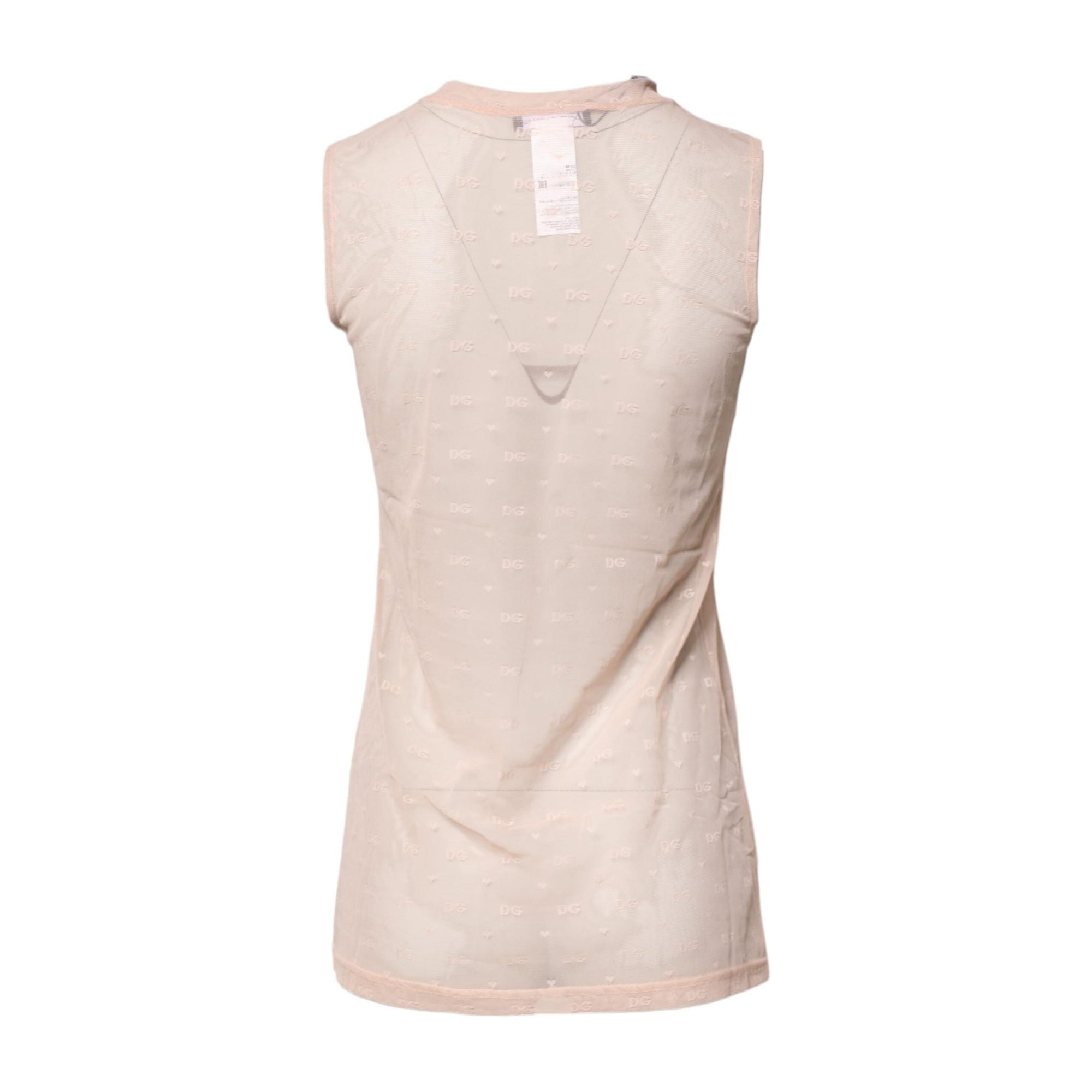 Dolce & Gabbana Beige Nylon Logo Monogram Sleeveless Tank Top