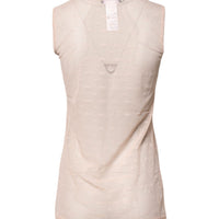 Dolce & Gabbana Beige Nylon Logo Monogram Sleeveless Tank Top