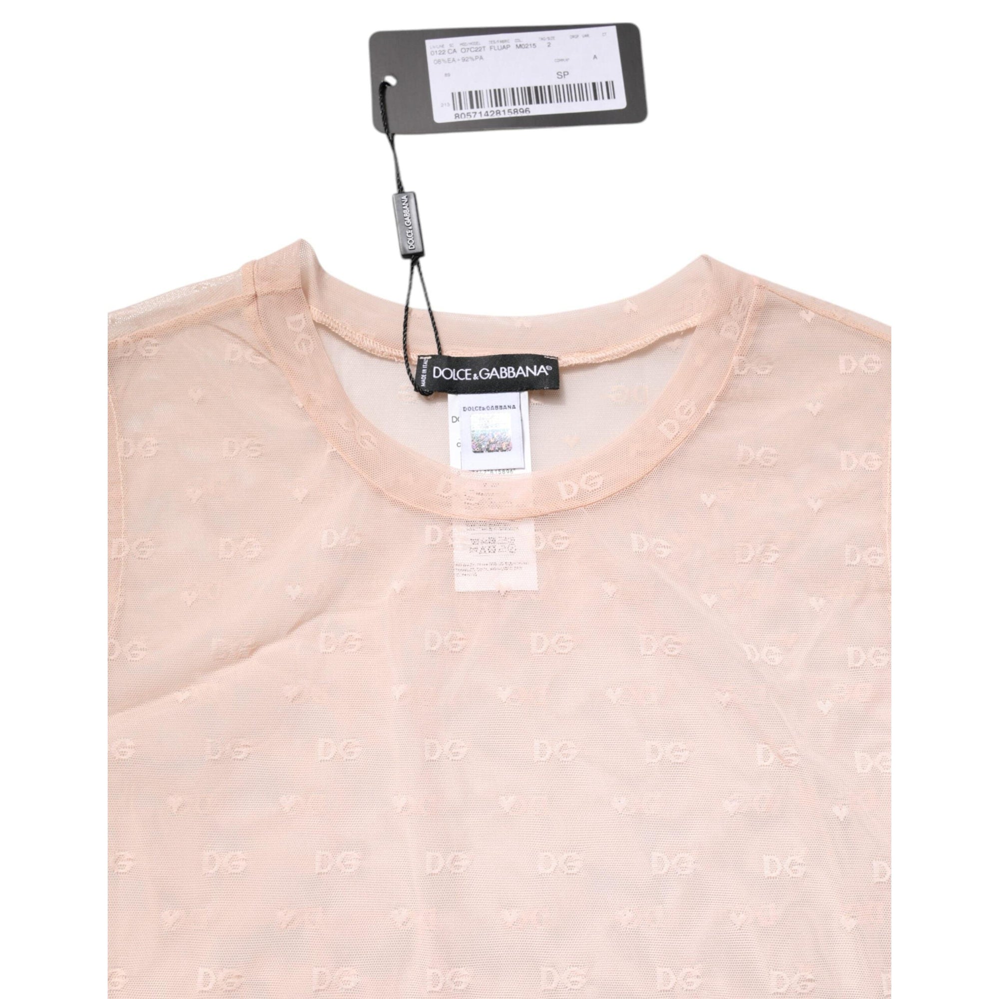 Dolce & Gabbana Beige Nylon Logo Monogram Sleeveless Tank Top