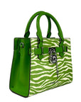 Michael Kors Hamilton Small Leather Zebra Print Satchel Crossbody Jungle Green