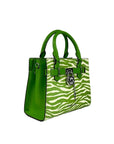 Michael Kors Hamilton Small Leather Zebra Print Satchel Crossbody Jungle Green