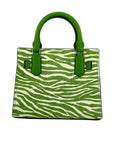 Michael Kors Hamilton Small Leather Zebra Print Satchel Crossbody Jungle Green