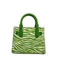 Michael Kors Hamilton Small Leather Zebra Print Satchel Crossbody Jungle Green
