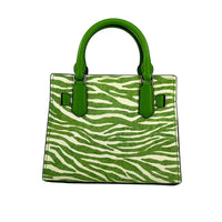 Michael Kors Hamilton Small Leather Zebra Print Satchel Crossbody Jungle Green