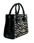 Michael Kors Hamilton Small Leather Zebra Print Satchel Crossbody Black/White