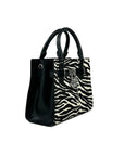 Michael Kors Hamilton Small Leather Zebra Print Satchel Crossbody Black/White