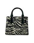 Michael Kors Hamilton Small Leather Zebra Print Satchel Crossbody Black/White