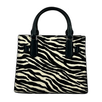 Michael Kors Hamilton Small Leather Zebra Print Satchel Crossbody Black/White