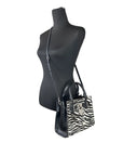 Michael Kors Hamilton Small Leather Zebra Print Satchel Crossbody Black/White