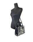 Michael Kors Hamilton Small Leather Zebra Print Satchel Crossbody Black/White