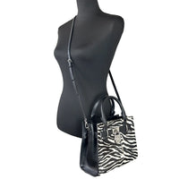 Michael Kors Hamilton Small Leather Zebra Print Satchel Crossbody Black/White