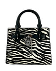 Michael Kors Hamilton Small Leather Zebra Print Satchel Crossbody Black/White