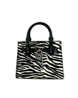 Michael Kors Hamilton Small Leather Zebra Print Satchel Crossbody Black/White