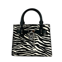 Michael Kors Hamilton Small Leather Zebra Print Satchel Crossbody Black/White