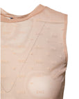 Dolce & Gabbana Beige Nylon Logo Monogram Sleeveless Tank Top