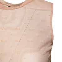 Dolce & Gabbana Beige Nylon Logo Monogram Sleeveless Tank Top
