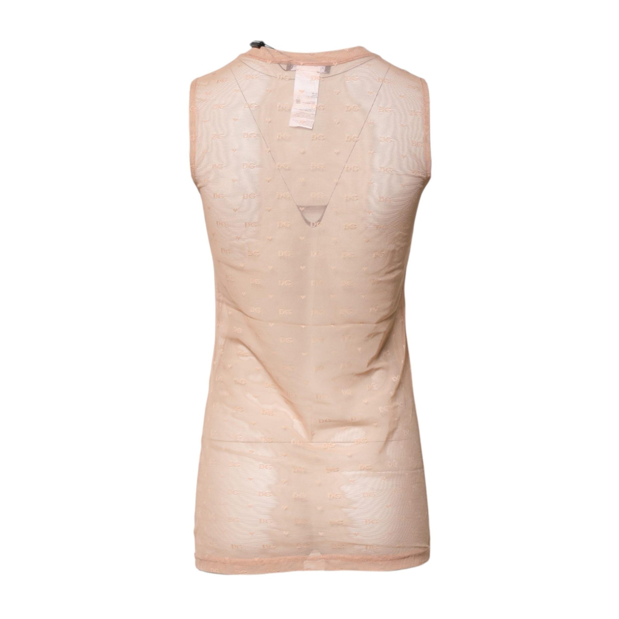 Dolce & Gabbana Beige Nylon Logo Monogram Sleeveless Tank Top