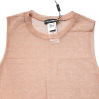 Dolce & Gabbana Beige Nylon Logo Monogram Sleeveless Tank Top