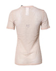 Dolce & Gabbana Beige Nylon Sheer Logo Monogram Crew Neck Top
