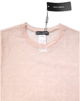 Dolce & Gabbana Beige Nylon Sheer Logo Monogram Crew Neck Top