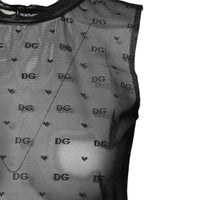 Dolce & Gabbana Black Nylon Logo Monogram Sleeveless Tank Top