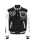 Off-White Leather and wool Varsity Bomber