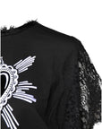 Dolce & Gabbana Black Lace Sheer Sacred Heart Crew Neck Top