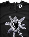 Dolce & Gabbana Black Lace Sheer Sacred Heart Crew Neck Top
