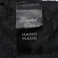 Dolce & Gabbana Black Lace Sheer Sacred Heart Crew Neck Top