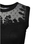 Dolce & Gabbana Black Lace Sheer Crew Neck Sleeveless Top