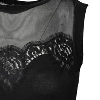 Dolce & Gabbana Black Lace Sheer Crew Neck Sleeveless Top