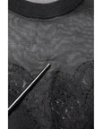 Dolce & Gabbana Black Lace Sheer Crew Neck Sleeveless Top