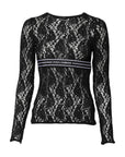 Dolce & Gabbana Black Floral Lace Long Sleeves Pullover Top