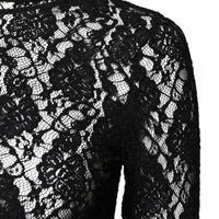 Dolce & Gabbana Black Floral Lace Long Sleeves Pullover Top