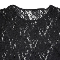 Dolce & Gabbana Black Floral Lace Long Sleeves Pullover Top
