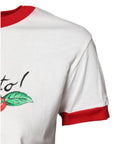 Dolce & Gabbana White Printed Round Neck Cropped Top T-shirt