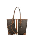 Michael Kors Eva Large Stripe Travel Tote Bag Plus Pouch Brown