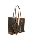 Michael Kors Eva Large Stripe Travel Tote Bag Plus Pouch Brown