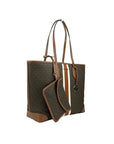 Michael Kors Eva Large Stripe Travel Tote Bag Plus Pouch Brown