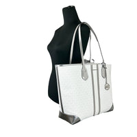 Michael Kors Eva Large Stripe Travel Tote Bag Plus Pouch White