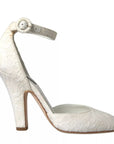 Dolce & Gabbana White Floral Jacquard Mary Janes Heels Pumps Shoes