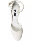 Dolce & Gabbana White Floral Jacquard Mary Janes Heels Pumps Shoes