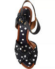 Dolce & Gabbana Black Polka Dot Leather Heels Sandals Shoes