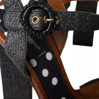 Dolce & Gabbana Black Polka Dot Leather Heels Sandals Shoes