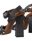 Dolce & Gabbana Black Polka Dot Leather Heels Sandals Shoes