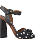 Dolce & Gabbana Black Polka Dot Leather Heels Sandals Shoes